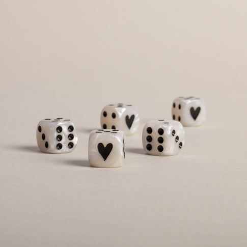 Dice set mother-of-pearl black (VE = 8 sets)