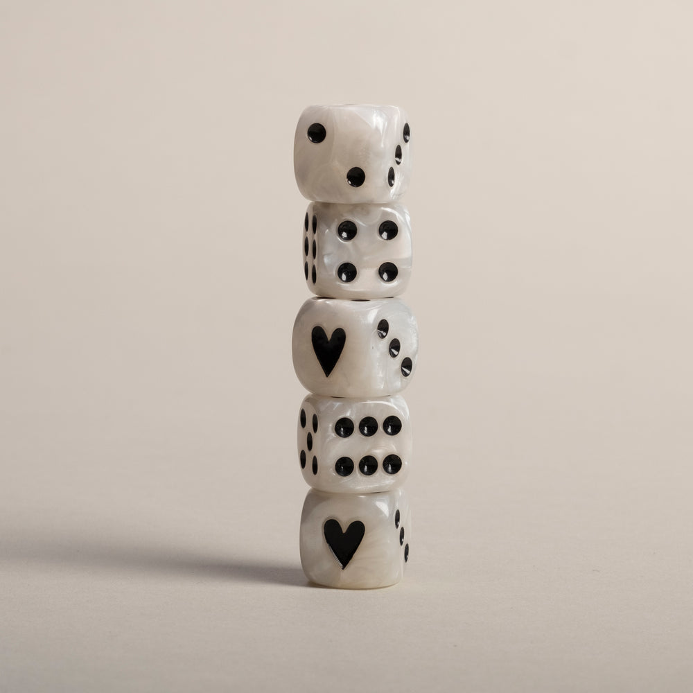Dice set mother-of-pearl black (VE = 8 sets)