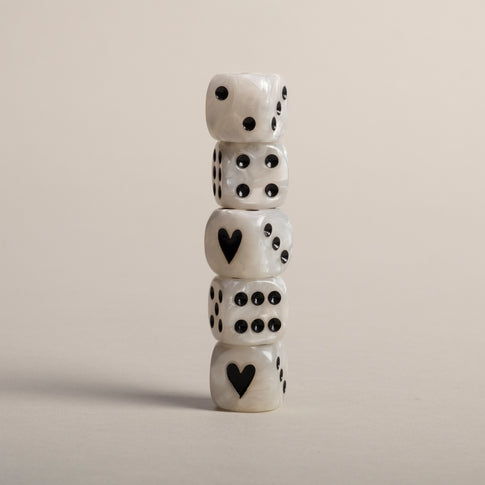 Dice set mother-of-pearl black (VE = 8 sets)