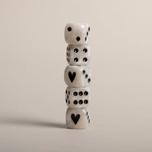 Dice set mother-of-pearl black (VE = 8 sets)