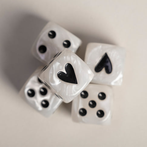 Dice set mother-of-pearl black (VE = 8 sets)