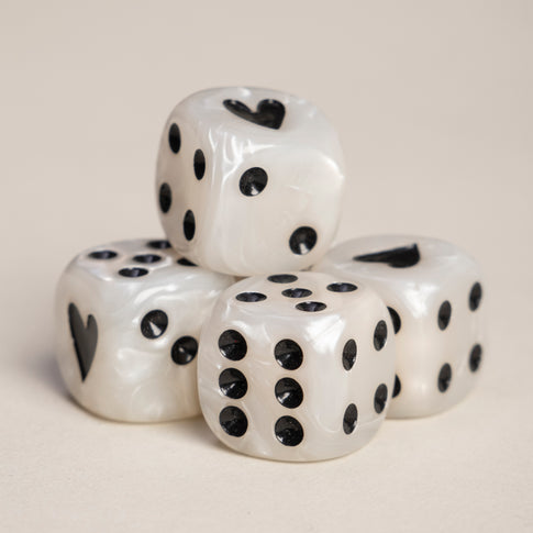 Dice set mother-of-pearl black (VE = 8 sets)