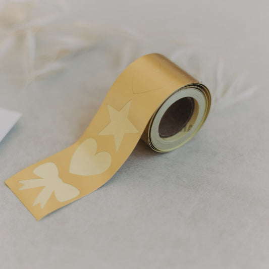 Aufkleber Stern, Herz, Schleife Gold (VE = 8 Stk)