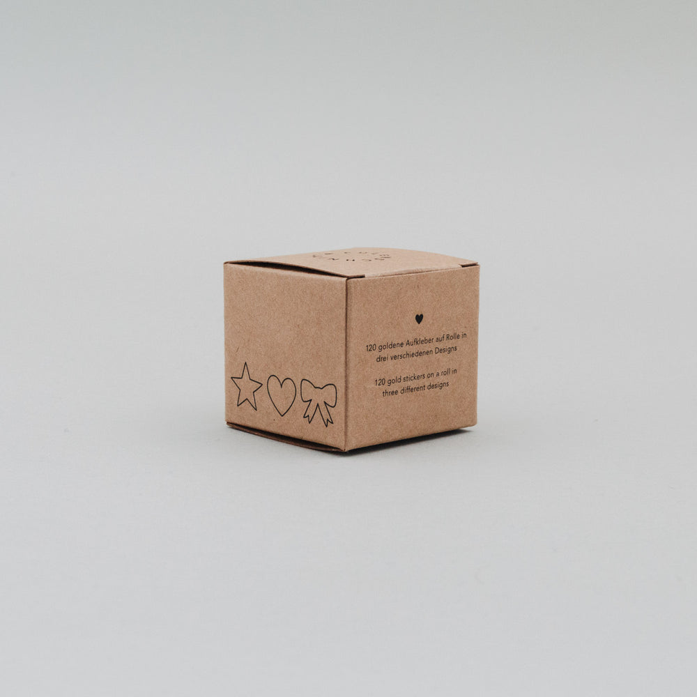 Autocollants étoile, cœur, nœud doré (VE = 8 pcs)