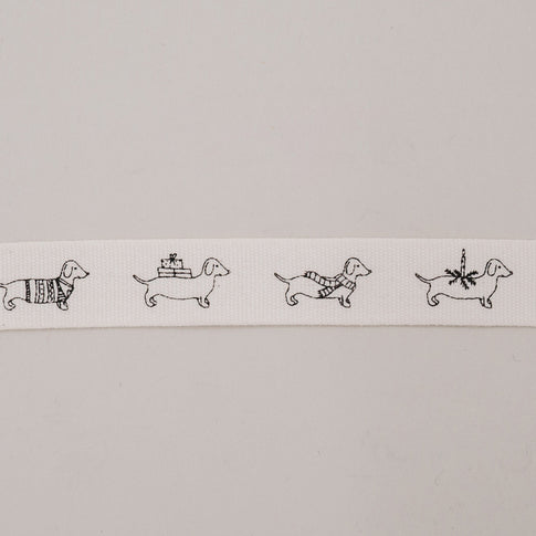 Geschenkband 5m Weihnachtsdackel (VE = 8 Stk.)