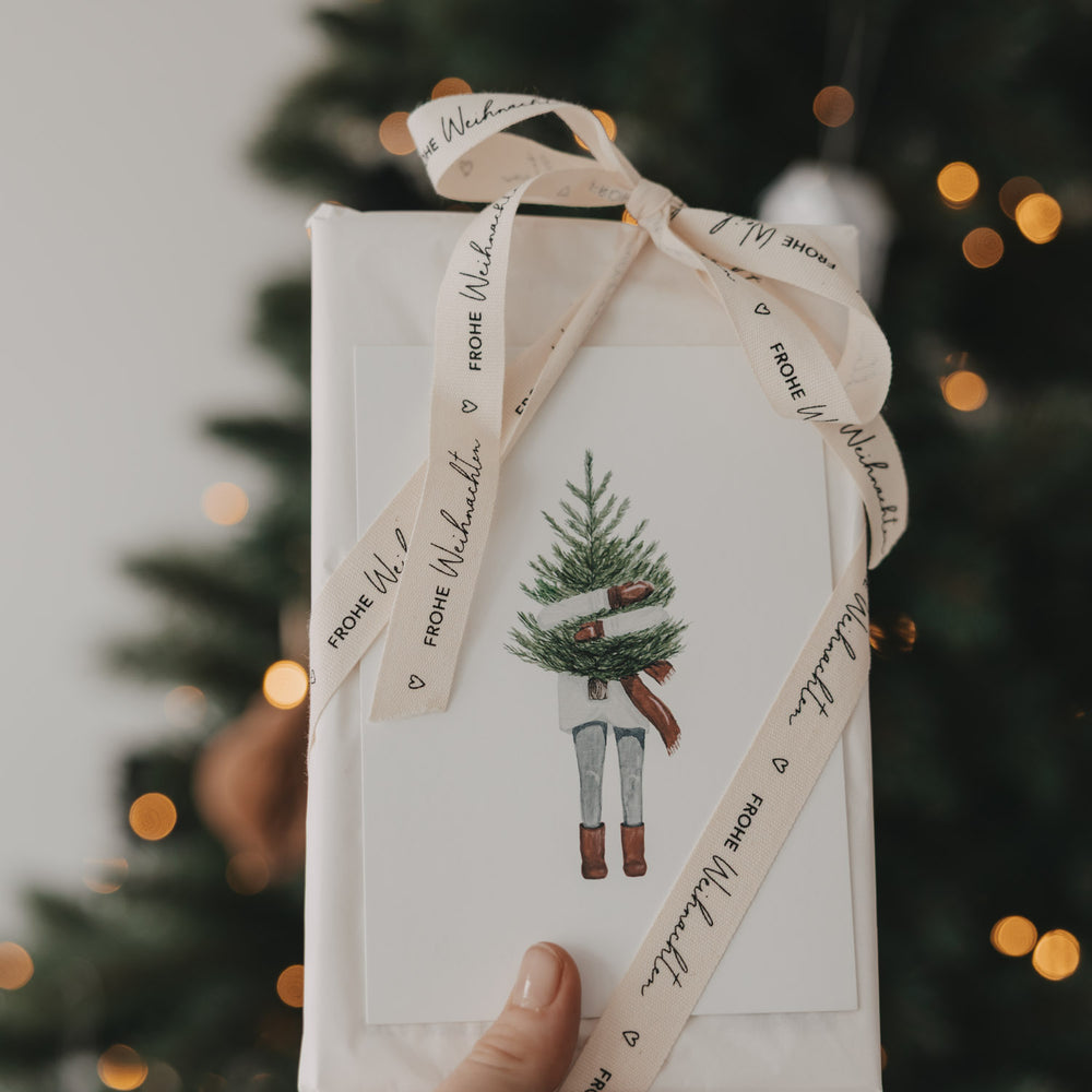 Geschenkband 5m Frohe Weihnachten (VE = 8 Stk.)