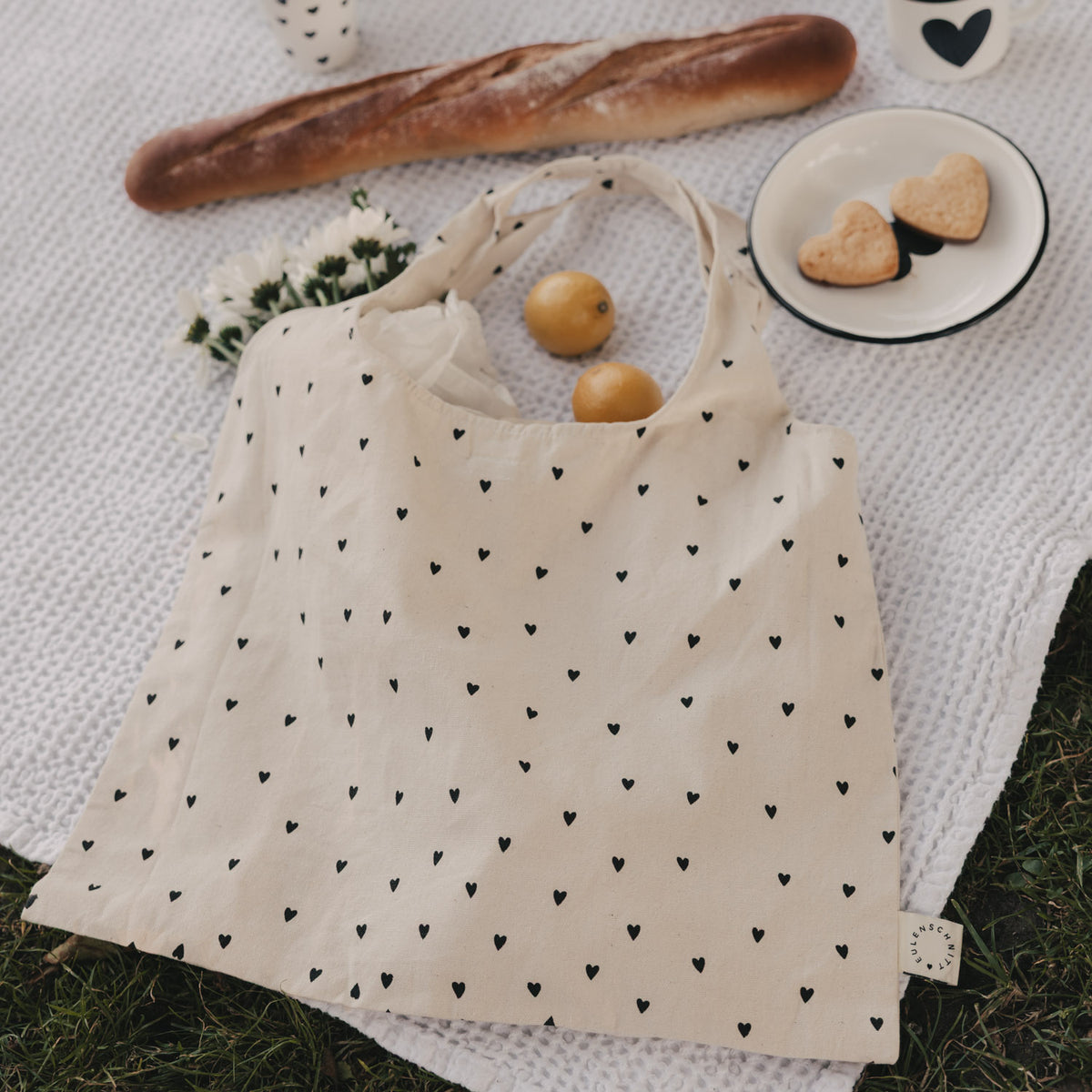 Faltbare Tragetasche Herzen (VE = 6 Stk.)
