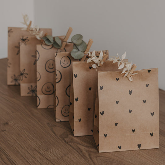 Papiertüten Illustrationen schwarz S im 6er Set (VE = 5 Sets)