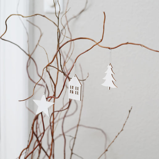 Wooden Pendant Fir white in a Set of 8 (VE= 8 pieces)