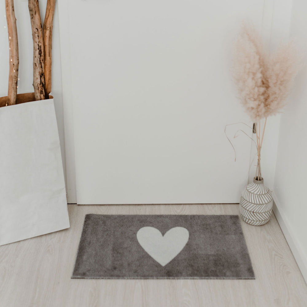 Washable doormat white heart 75 x 45 (PU = 6 pieces)