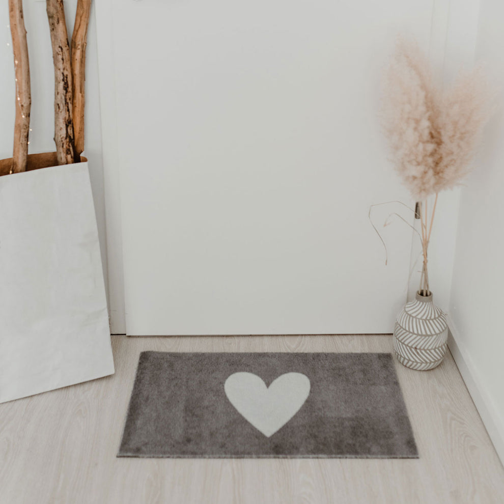 Washable doormat white heart 75 x 45 (PU = 6 pieces)