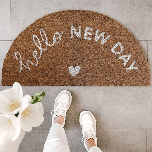 Coco doormat half round Hello New Day (PU = 6 pieces)