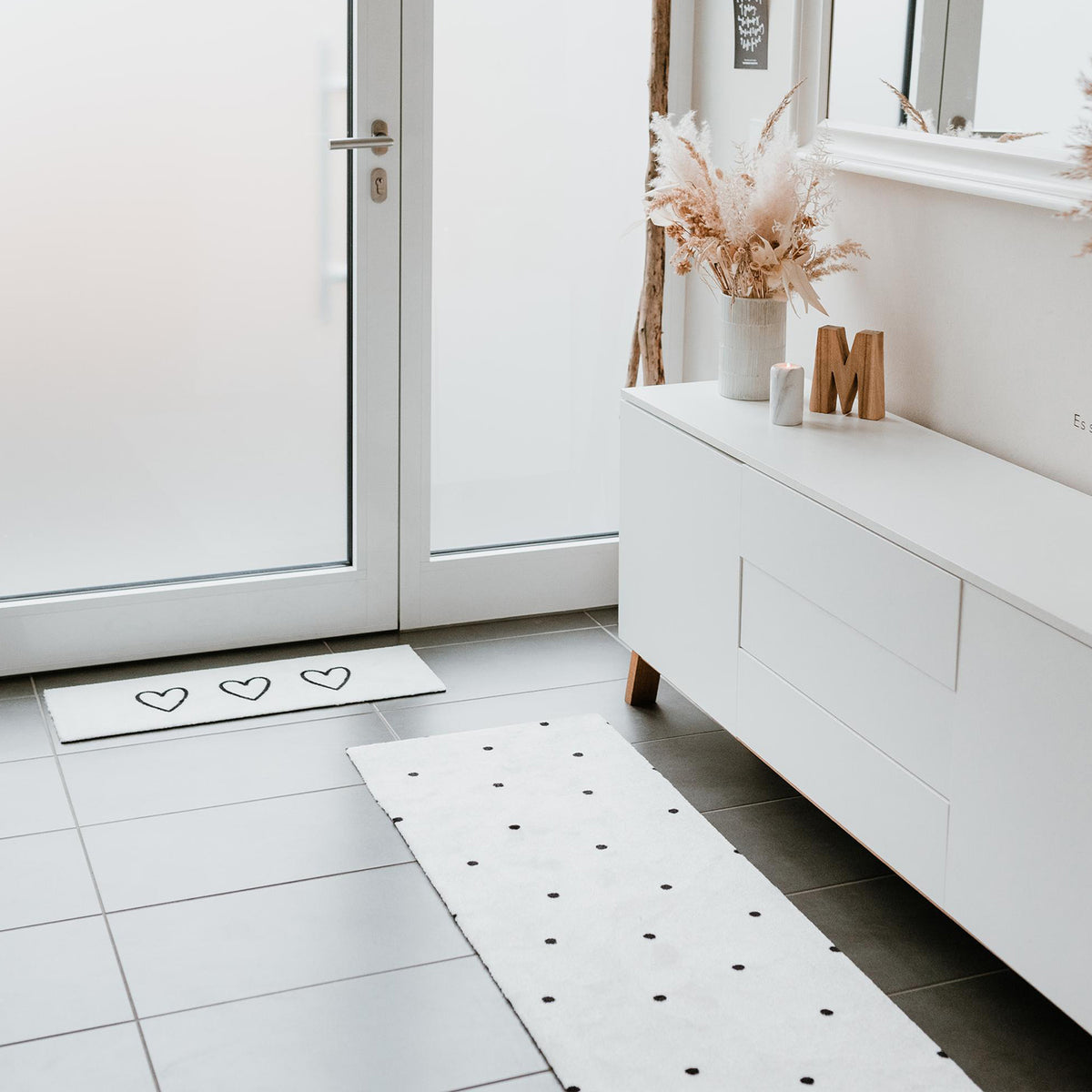 Petit paillasson lavable Coeurs crème (UE = 6 Pièces)