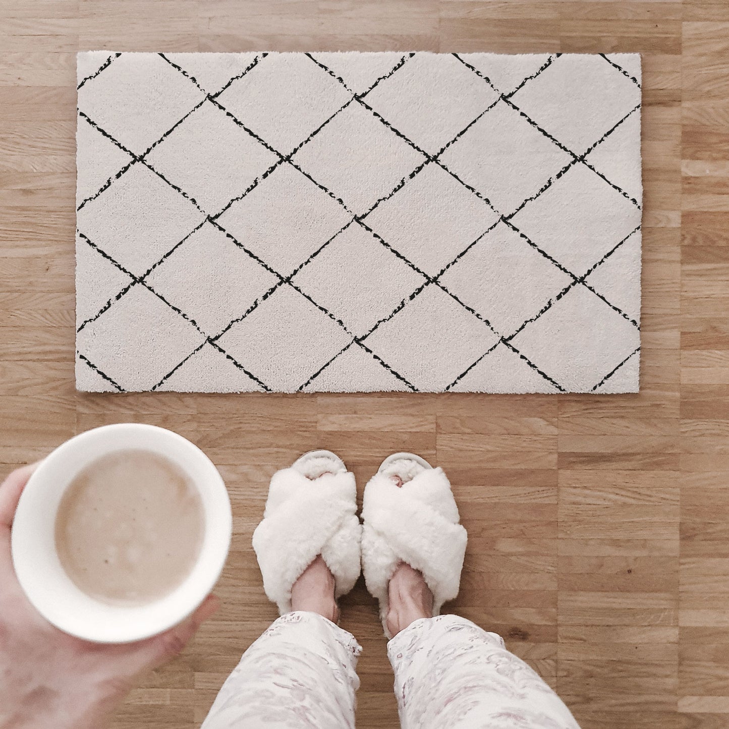 Washable doormat checks cream 75 x 45 (PU = 6 pieces)