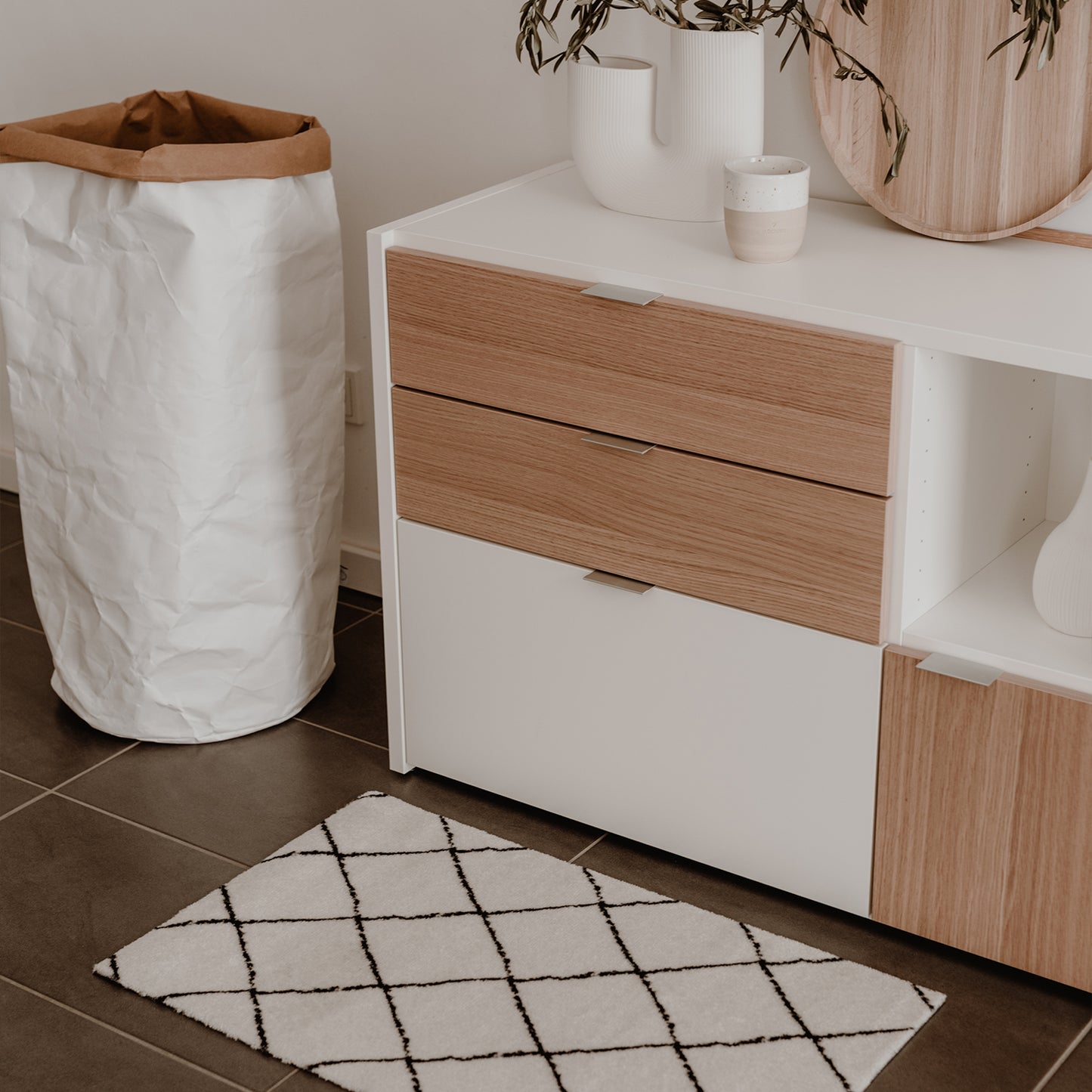 Washable doormat checks cream 75 x 45 (PU = 6 pieces)