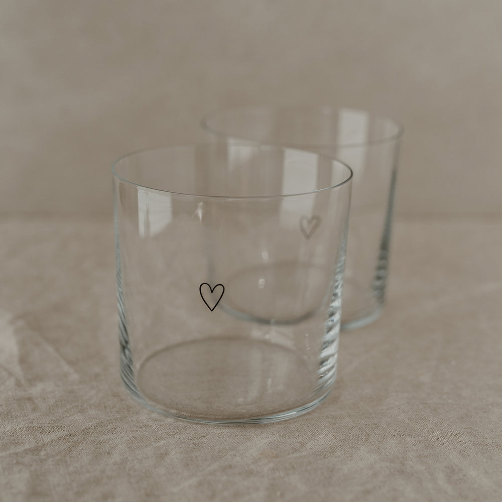 Trinkglas im 2er Set Herz schwarz (VE = 4 Sets)