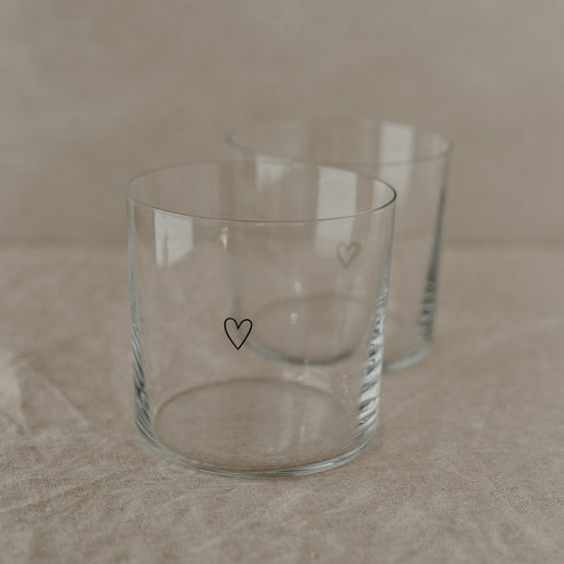 Trinkglas im 2er Set Herz schwarz (VE = 4 Sets)