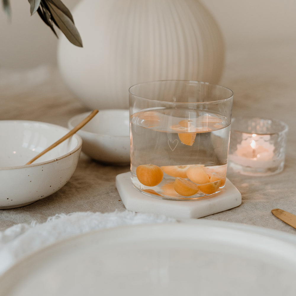 Verres à eau en lot de 2 coeur blanc (UE = 4 Ensembles)
