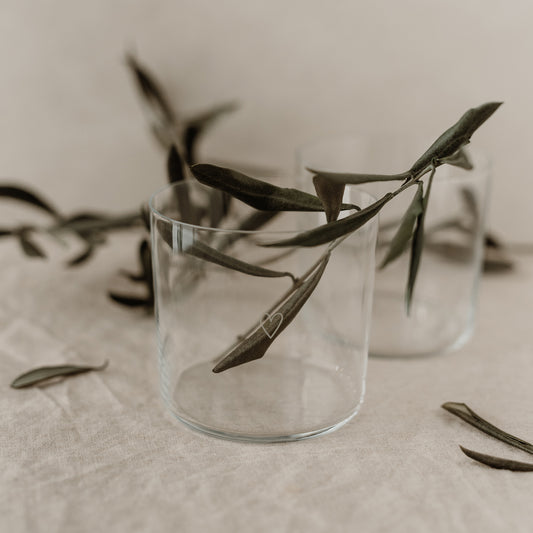 Verres à eau en lot de 2 coeur blanc (UE = 4 Ensembles)