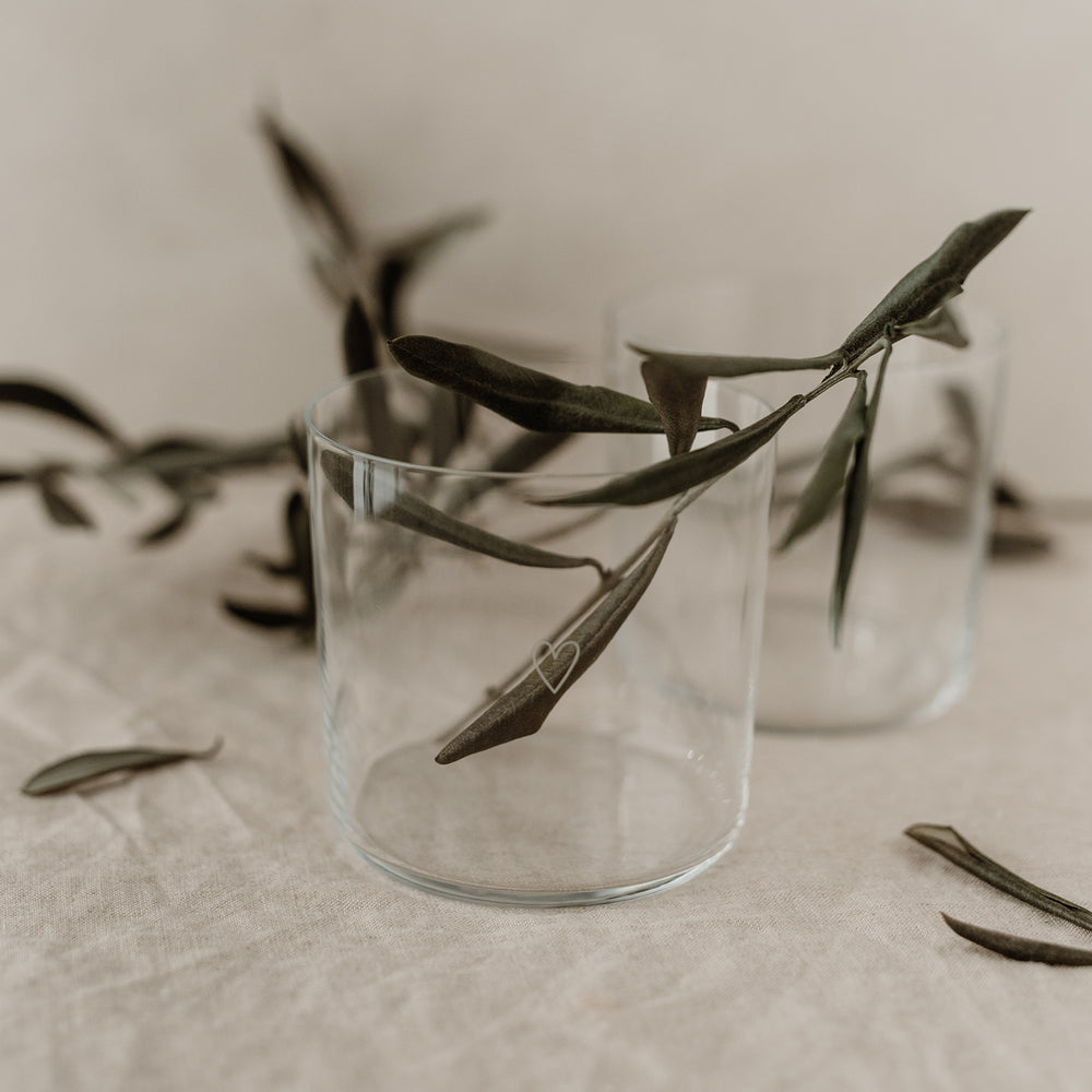 Verres à eau en lot de 2 coeur blanc (UE = 4 Ensembles)