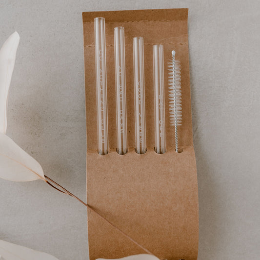 Straws No Bad Days made of glass 20cm in a set of 4 (PU = 10 sets)