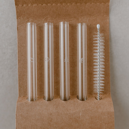 Pailles en verre Noël 20cm en lot de 4 (UE = 10 Ensembles)