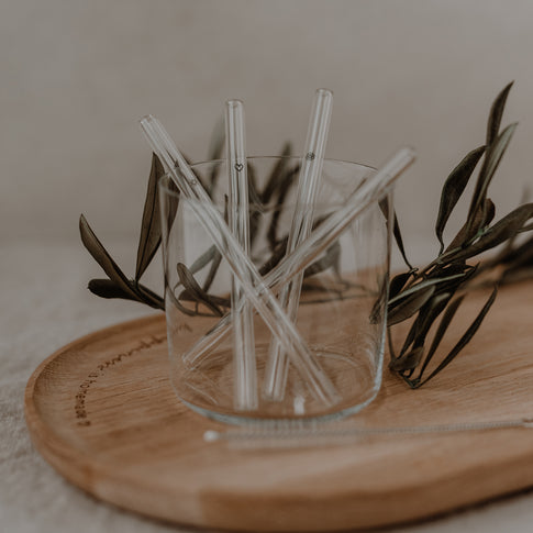 Straws summer black made of glass 13cm in a set of 4 (VE = 10 sets)