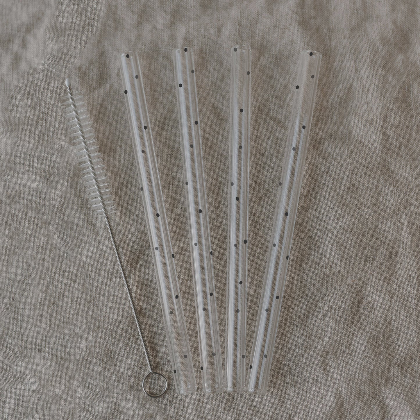 Pailles en verre Pois Noirs 13cm en lot de 4 (UE = 10 Ensembles)