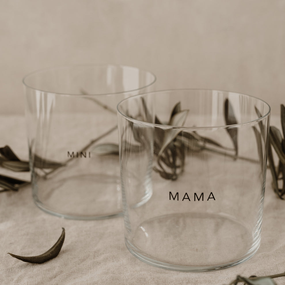 Verres à eau Mama & Mini noir en lot de 2 (UE = 4 Ensembles)
