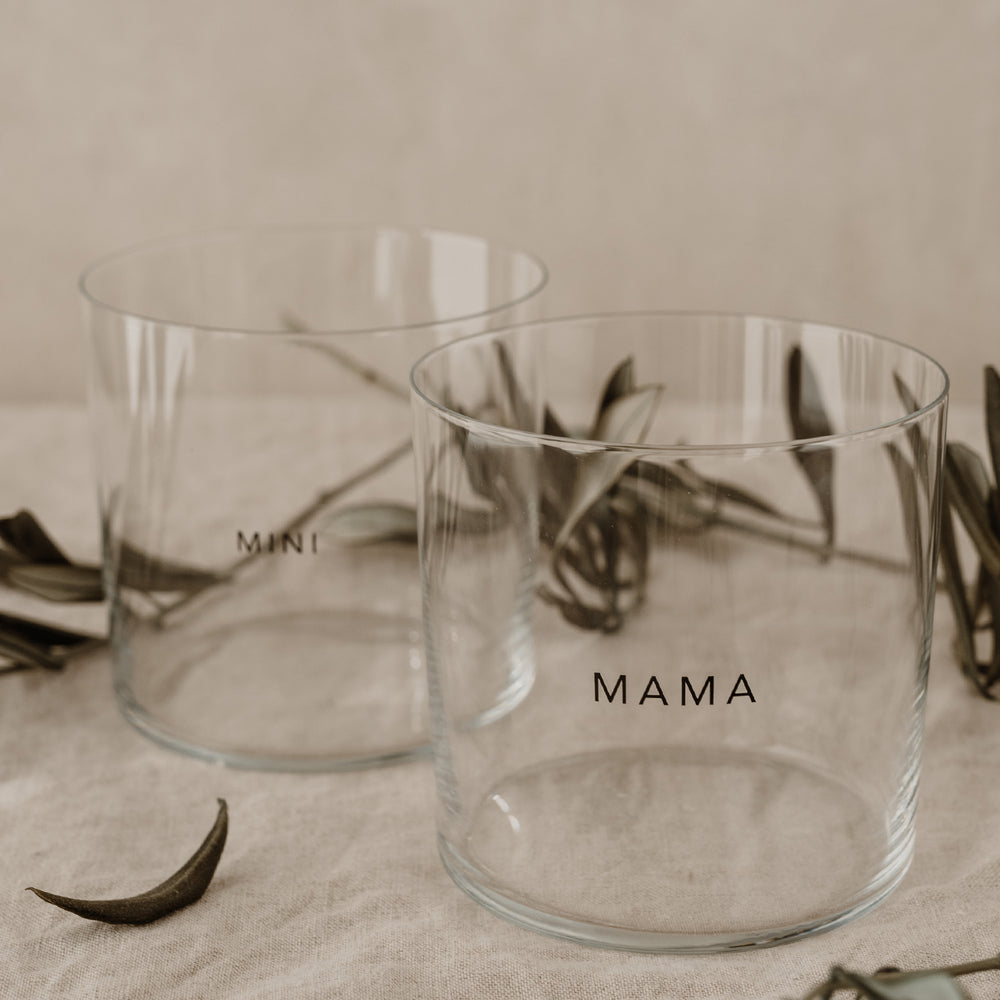 Verres à eau Mama & Mini noir en lot de 2 (UE = 4 Ensembles)