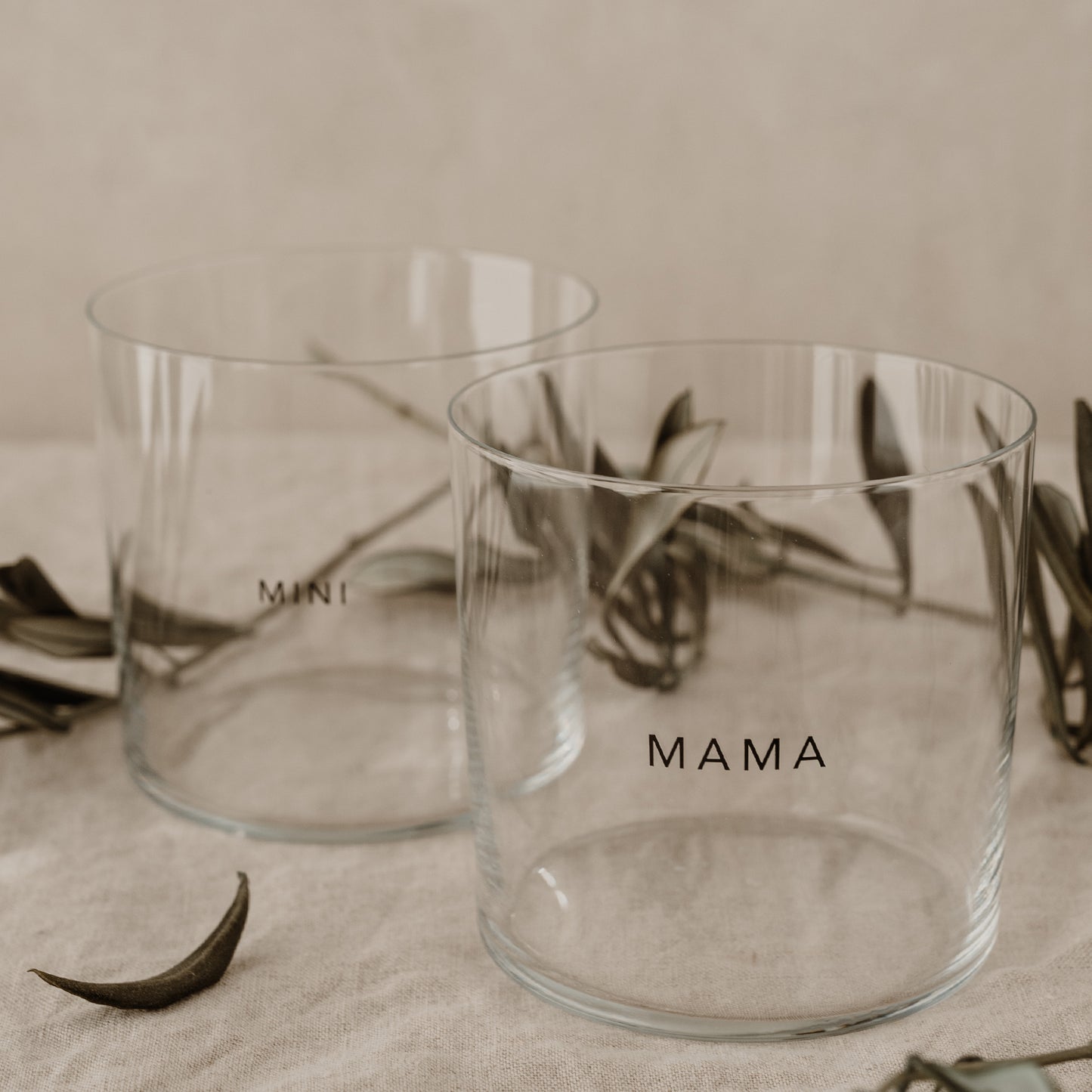 Verres à eau Mama & Mini noir en lot de 2 (UE = 4 Ensembles)