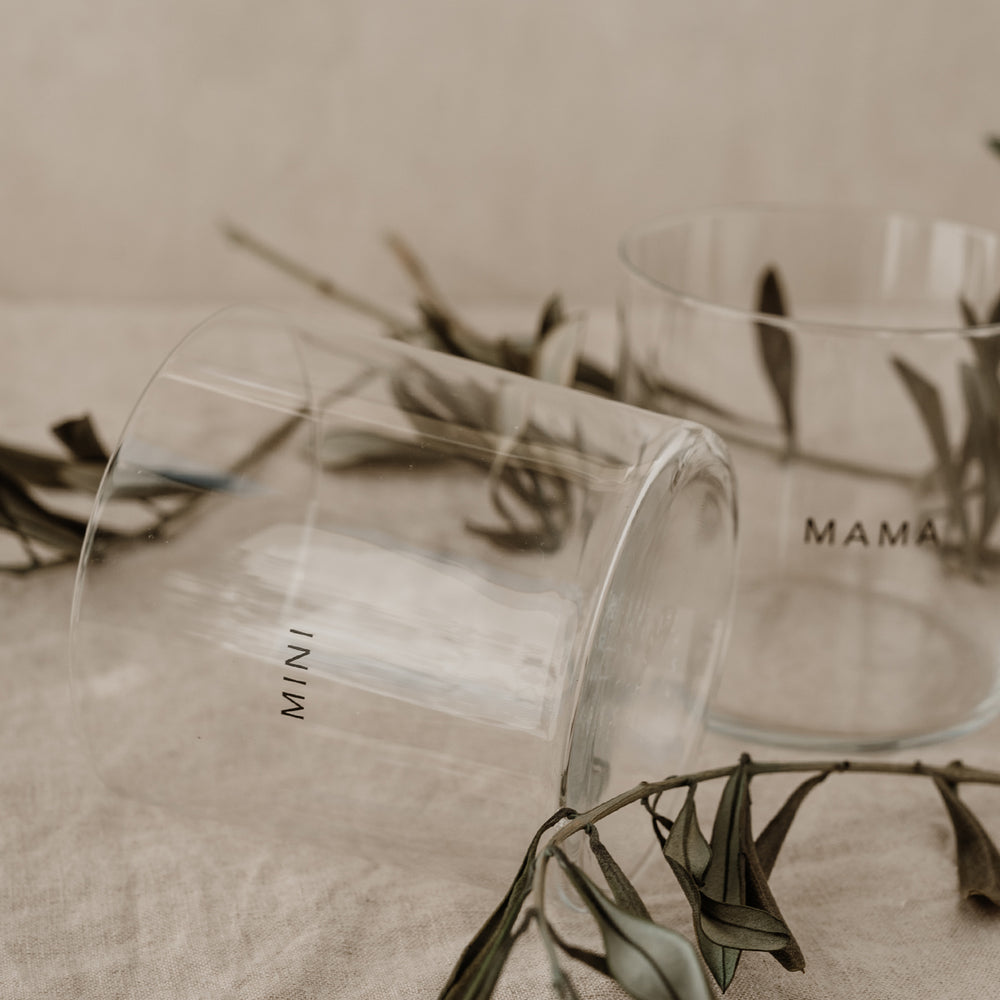 Verres à eau Mama & Mini noir en lot de 2 (UE = 4 Ensembles)