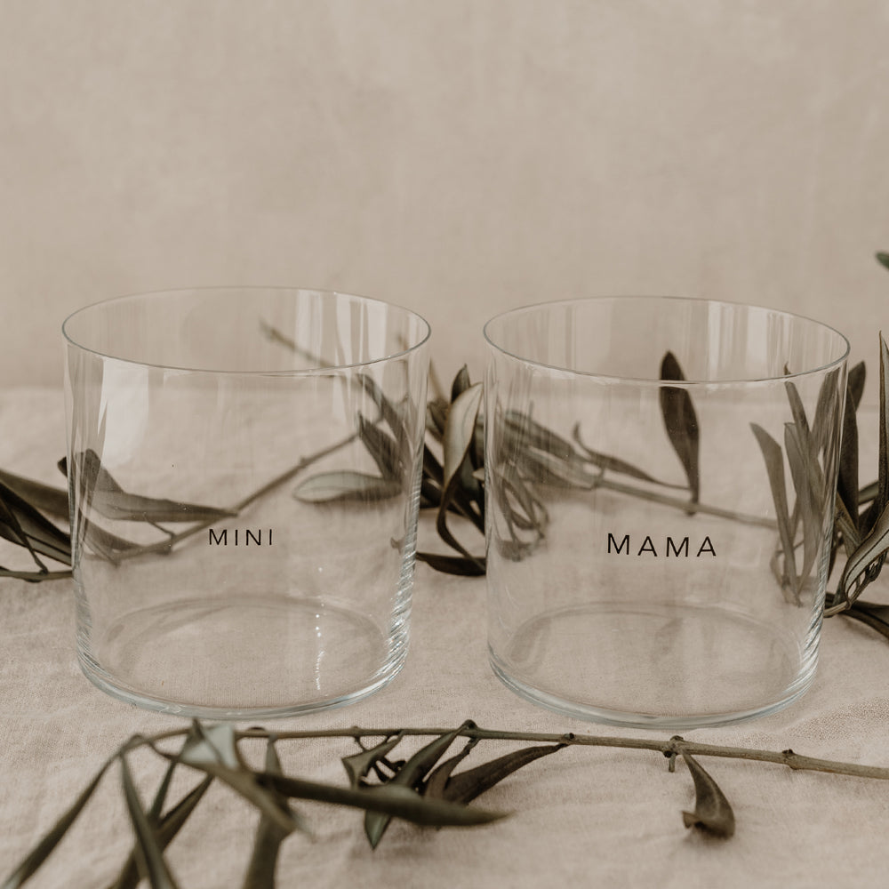 Verres à eau Mama & Mini noir en lot de 2 (UE = 4 Ensembles)