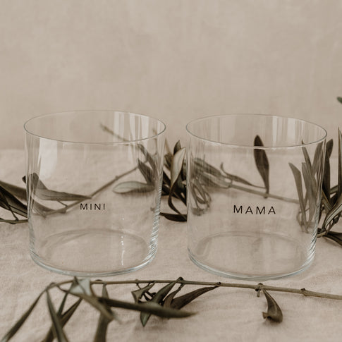 Verres à eau Mama & Mini noir en lot de 2 (UE = 4 Ensembles)