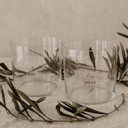 Verres à eau Boy & Love noir en lot de 2 (UE = 4 Ensembles)