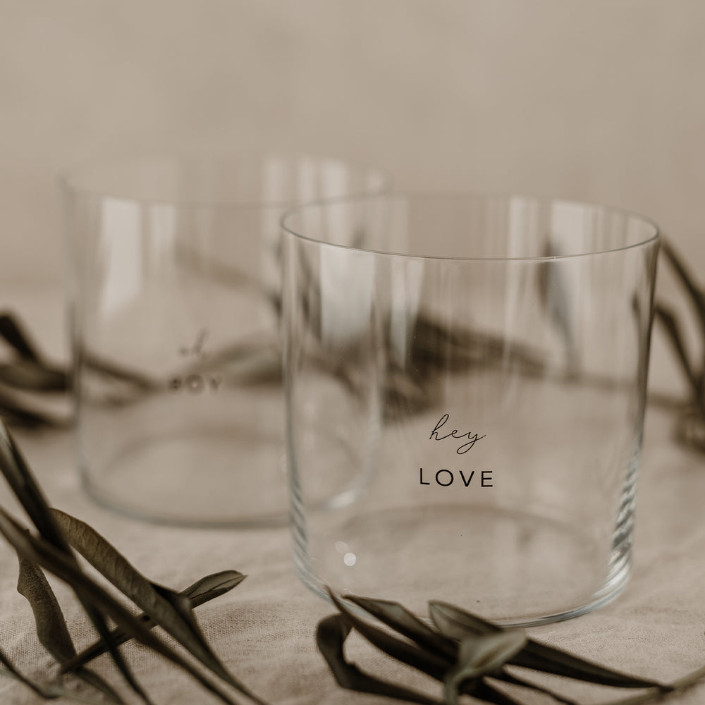Drinking glass in a set of 2 Boy & Love (PU = 4 sets)