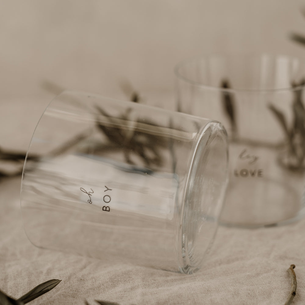 Drinking glass in a set of 2 Boy & Love (PU = 4 sets)