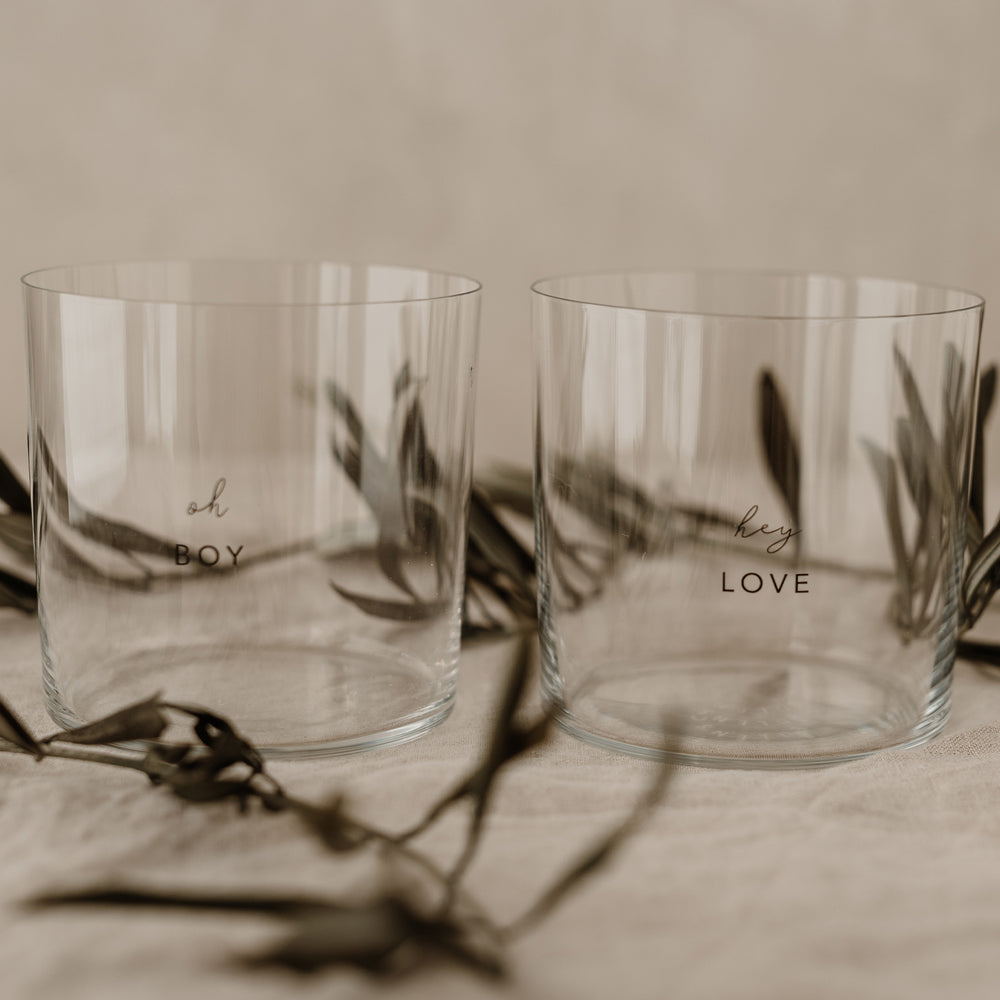 Drinking glass in a set of 2 Boy & Love (PU = 4 sets)