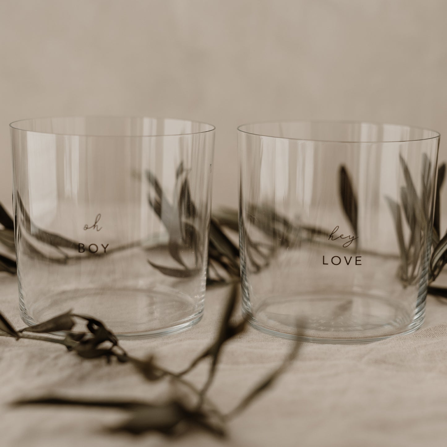 Drinking glass in a set of 2 Boy & Love (PU = 4 sets)