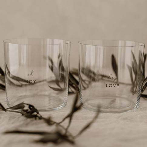 Drinking glass in a set of 2 Boy & Love (PU = 4 sets)