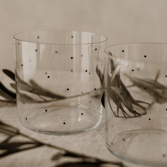 Verres à eau à pois noirs en lot de 2 (UE = 4 Ensembles)