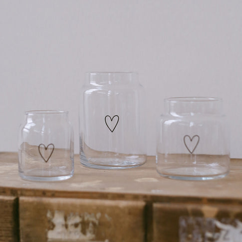 Vase en verre petit coeur (UE = 6 Pièces)