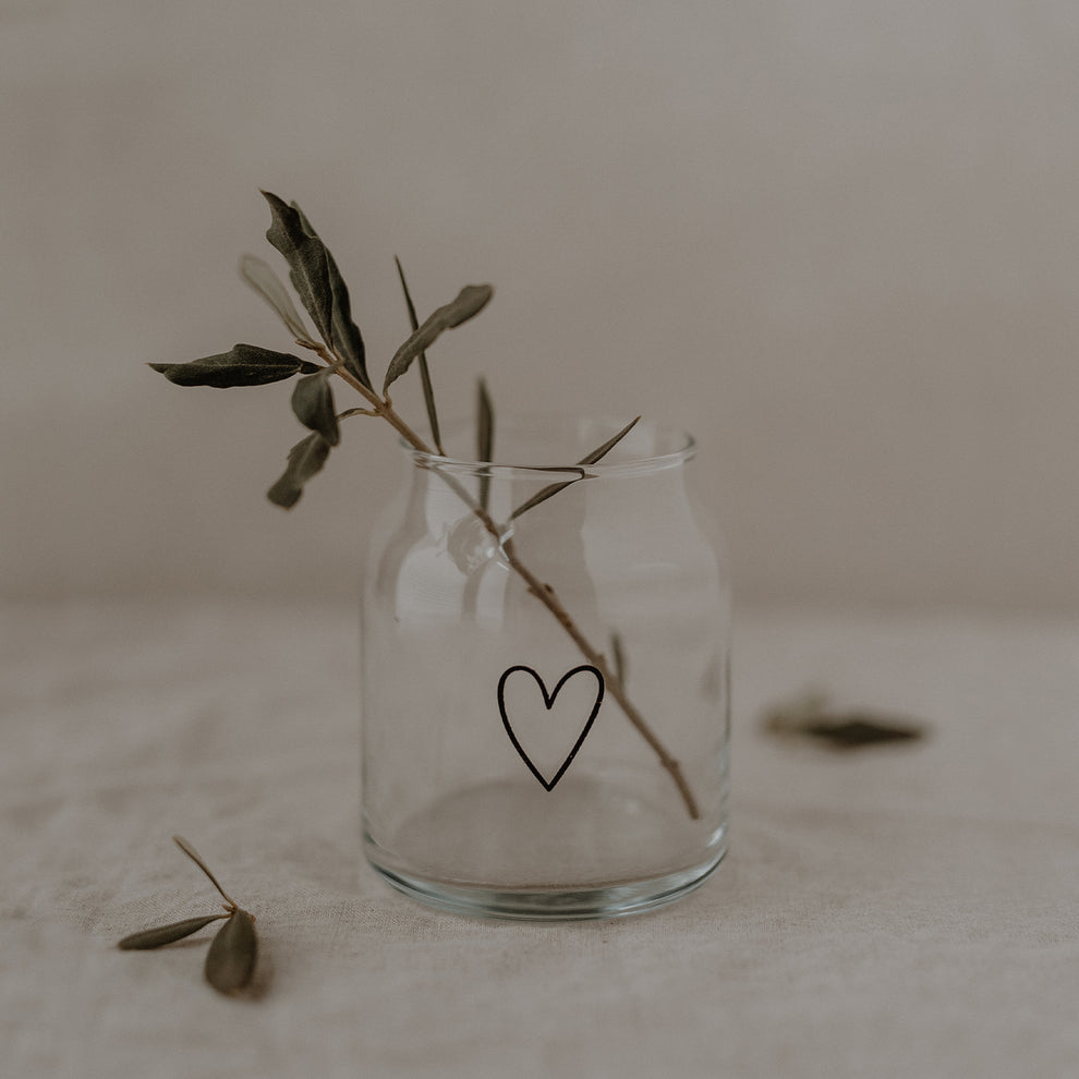 Vase en verre petit coeur (UE = 6 Pièces)