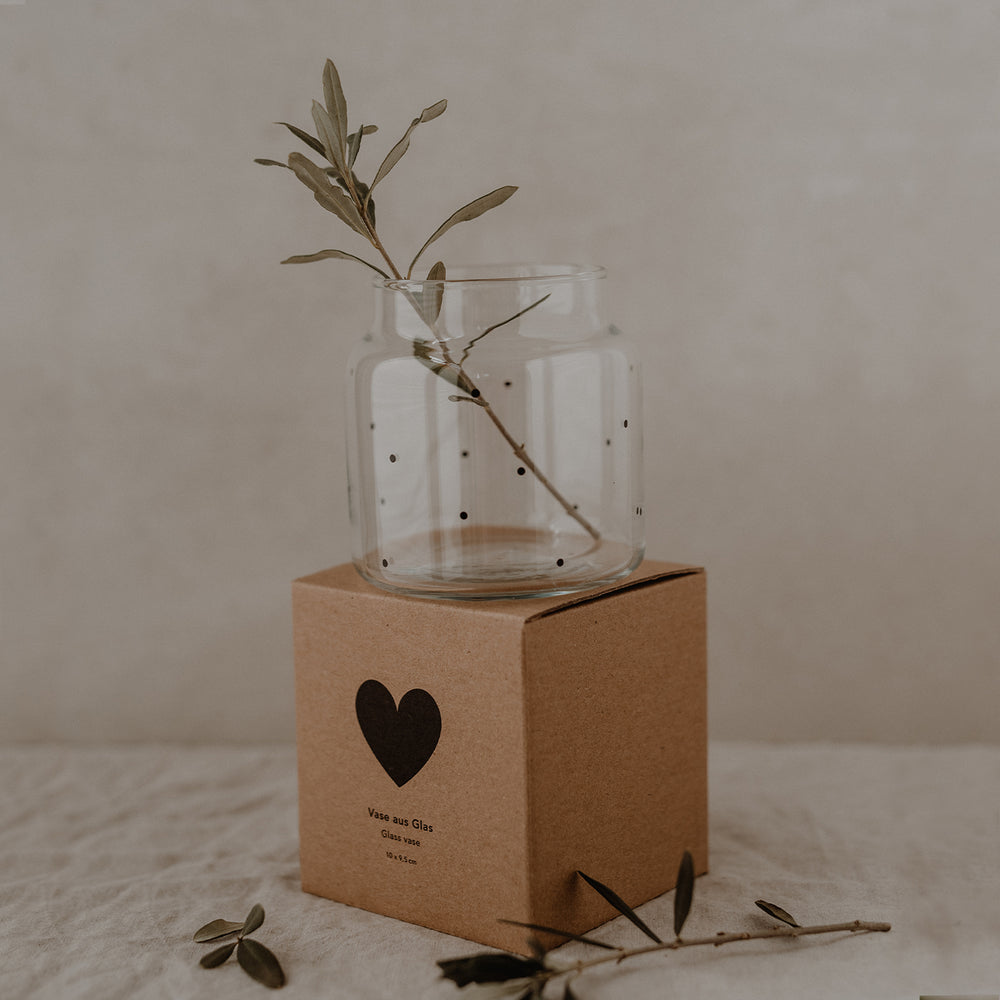 Vase aus Glas mittel Punkte (VE = 6 Stk)