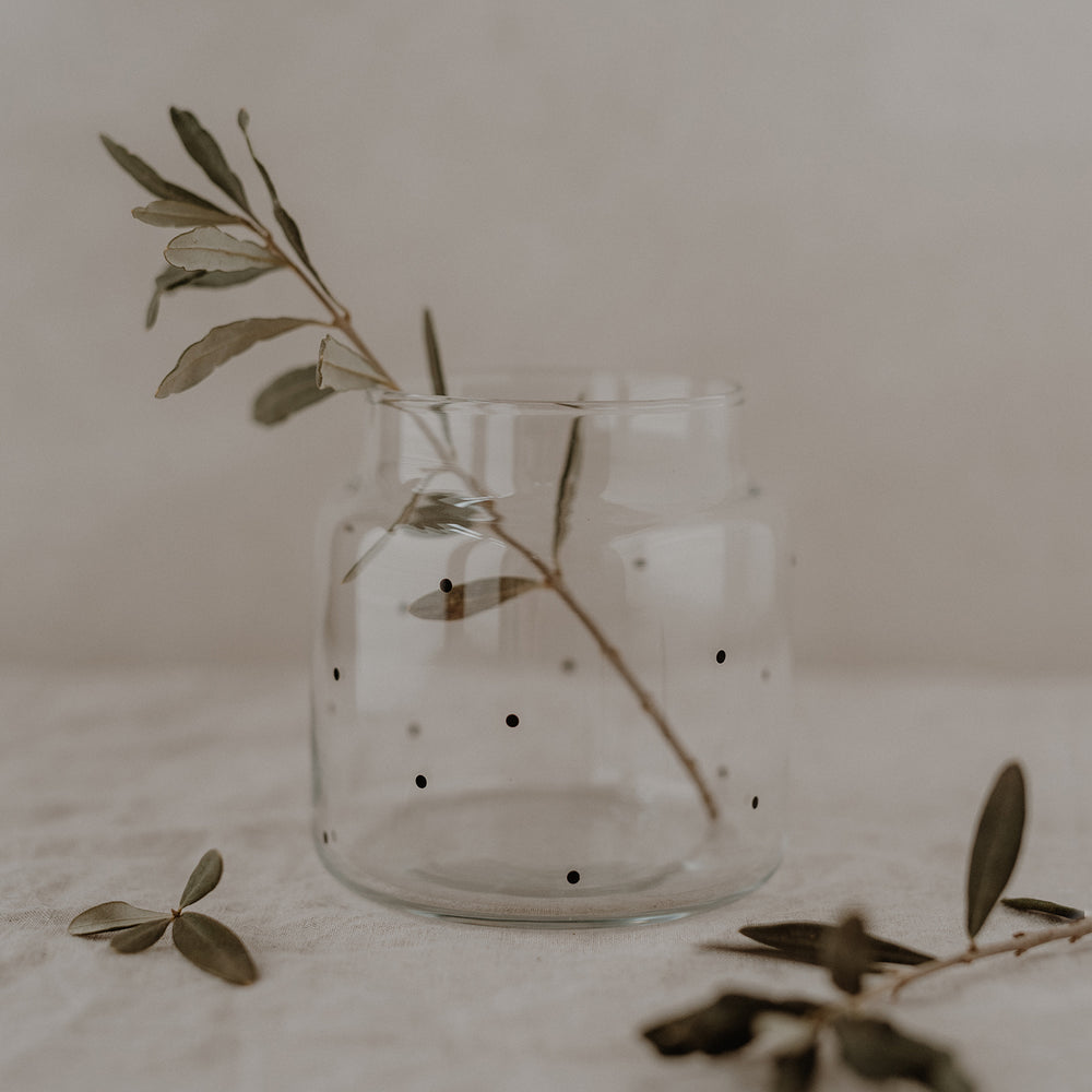 Vase aus Glas mittel Punkte (VE = 6 Stk)