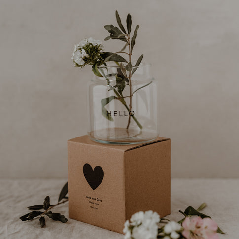 Vase moyen en verre Hello (UE = 6 Pièces)
