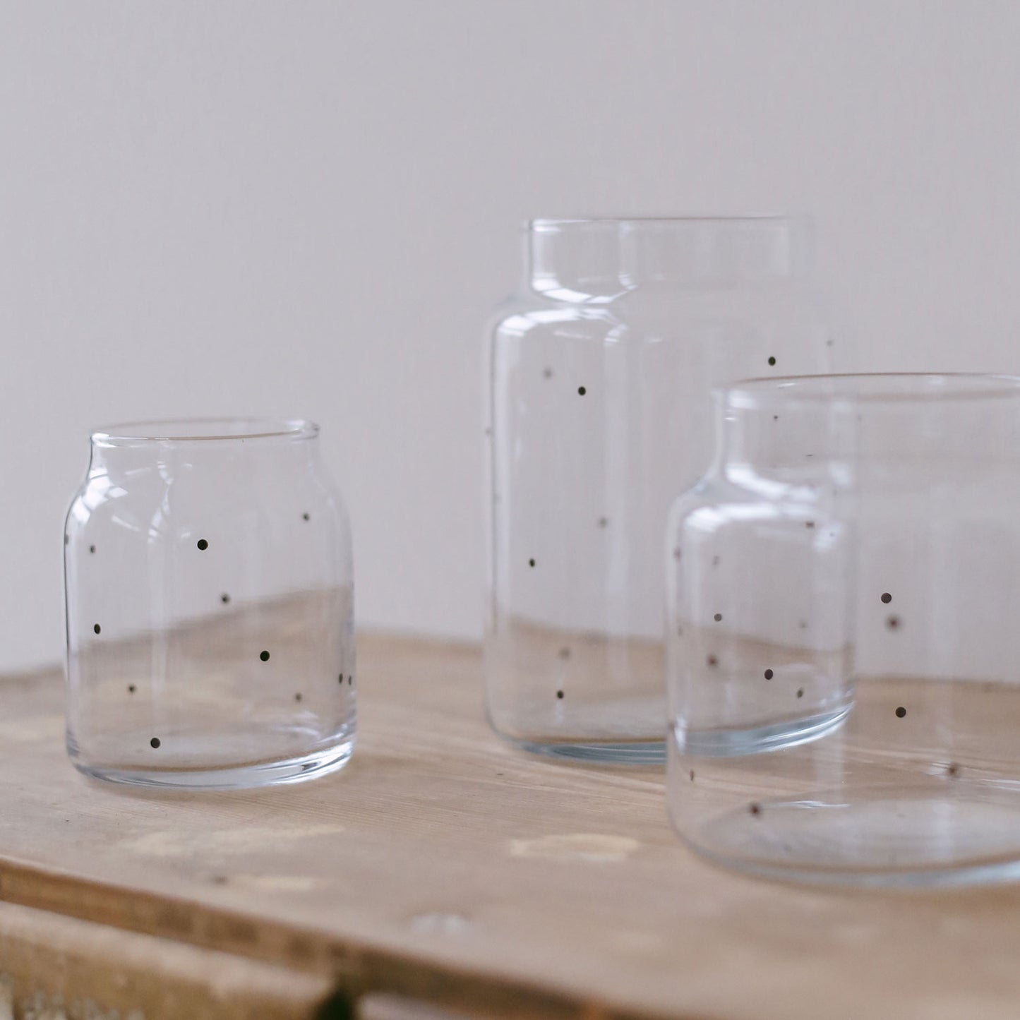 Vase aus Glas groß Punkte (VE = 6 Stk)