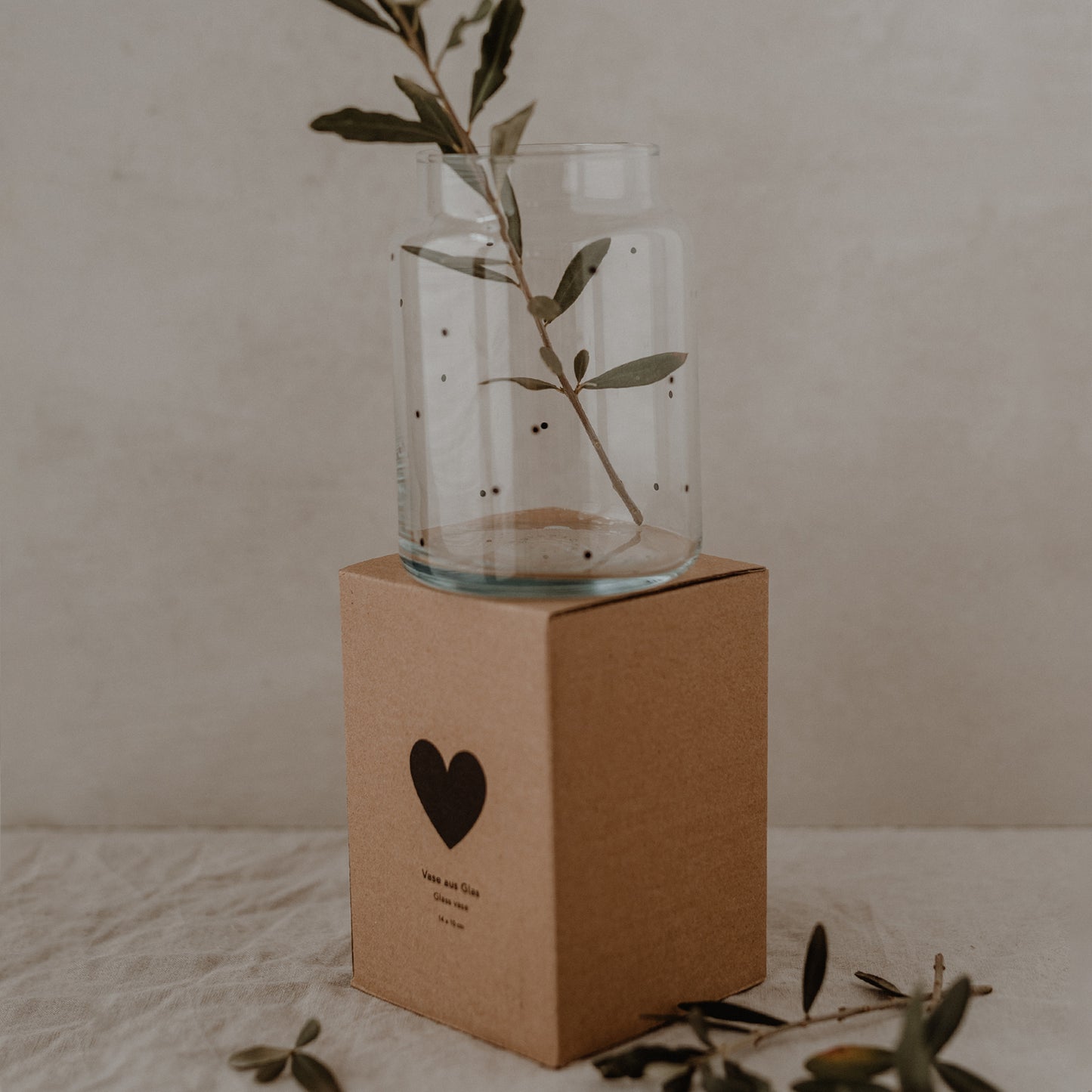 Vase aus Glas groß Punkte (VE = 6 Stk)