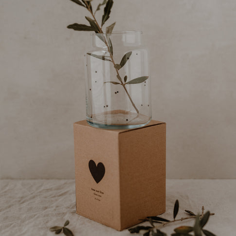 Vase aus Glas groß Punkte (VE = 6 Stk)