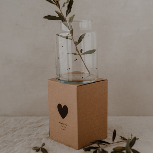 Vase aus Glas groß Punkte (VE = 6 Stk)